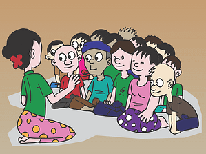teacher and kids